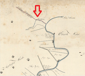 1805 Taterpfahl an der Grenze zwischen der Wilstermarsch und Dithmarschen nahe Obersten Wehr n der Burger Au kurz vor deren Eimündung i die Wilsterau-Hostenau