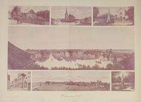 1860 Kupferstich - verschiedene Ansichten von Wilster um 1860