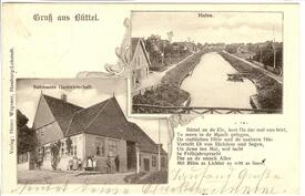 1904 Hafen von Büttel (Elbe) und Buhmanns Gastwirtschaft