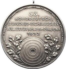 1933 Silberne Medaille - Bundesschießen vom 25 bis 28 Juni 1933 in der Stadt Wilster