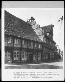 1930 Altes Balkenhaus und Altes Rathaus an der Op de Göten (damalige Marktstraße) in der Stadt Wilster