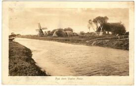 1907 Moorkanal in Vaalermoor, Schöpfmühle, Gehöfte, Heudiemen