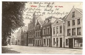 1907 Südostseite des Marktplatzes und oberer Kohlmarkt in der Stadt Wilster