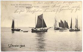 1906 Kleine Frachtsegler auf der Elbe nach erfolgter Kanalfahrt