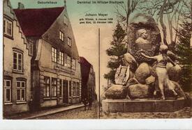 1916 Neustadt Dampfbrauerei Gebrüder Lübbe; Denkmal Johann Meyer im Stadtpark der Stadt Wilster