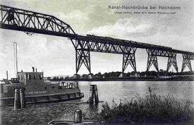 1930 Eisenbahn-Hochbrücke bei Hochdonn, Fähre Hochdonn