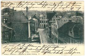 1900 Blick vom Kirchturm auf die Marktstraße (spätere Op de Göten) in der Stadt Wilster