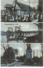 1920 Heiligenstedten, hölzerne Klapp-Brücke über die Stör, Kirche