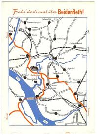 1965 Reklamekarte - Lageplan Wilstermarsch, Beidenfleth, Straßen, Eisenbahn, Gewässer