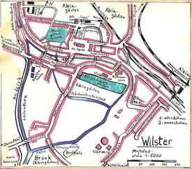 1959 Schülerzeichnung - Stadtplan der Stadt Wilster