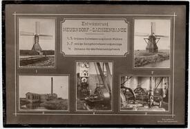 1910 Dampf-Pumpwerk in Averfleth der Neuendorf-Sachsenbander Entwässerungsgenossenschaft;  Fototafel mit Darstellung eines einschneidenden Wandels in der Entwässerungstechnik der Wilstermarsch