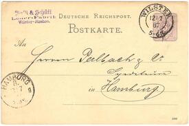 1887 Postkarte der Lederwerke Falk & Schütt