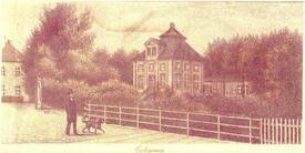 1860 Kupferstich - Gartenhaus Trichter in der Stadt Wilster