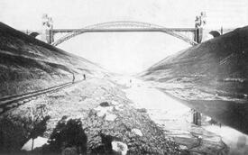 Bau des Kaiser-Wilhelm-Kanals bei der Hochbrücke Grünental