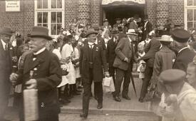 1922 Bahnhof in Wilster, Empfang der Gäste der Liedertafel zum 80ten Stiftungsfest