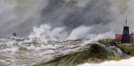 1825 Eine Sturmflut - die sogen. Halligflut - überschwemmt weite Teile der Wilstermarsch