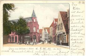 1899 Markt und Einmündung der Straße Kohlmarkt in Wilster