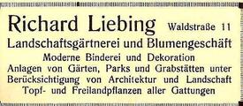 1960 Zeitungsannonce der Gärtnerei Richard Liebing in Burg/Dithmarschen
