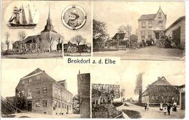1911 Brokdorf an der Elbe, Gasthöfe Zur schönen Aussicht, Elbblick Strandhalle, Schenkwirtschaft Mehlert
