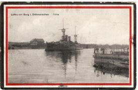 1916 Panzerschiff passiert Fährstelle Burg am Kaiser-Wilhelm-Kanal