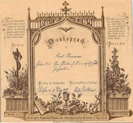 1892 Konfirmations-Urkunde der Kirchengemeinde Wilster für Karl Krumm