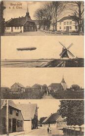 1912 Brokdorf - Kirchducht, Zeppelin, Deichmühle
