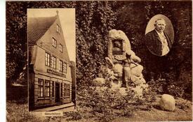 1927 Dichter Johann Meyer, Geburtshaus in der Neustadt, Denkmal im Stadtpark von Wilster