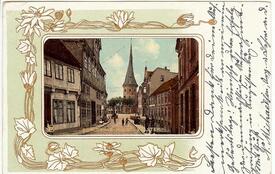 1901 Wilster, Marktstraße - spätere Op de Göten - mit dem Alten Rathaus, Kirche