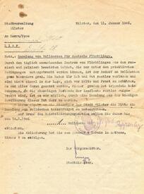 Aufforderung vom 11. Januar 1946 an die Bevölkerung in Wilster zur Spende von wärmenden Wolldecken