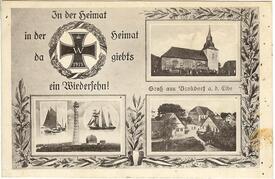 1916 Brokdorf - Kirche, Leuchtturm, Ortskern