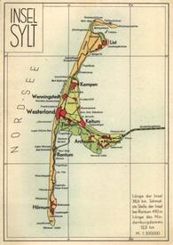 Ansichtskarte - Landkarte von der Insel Sylt