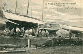 1903 Nationale Kreuzer-Yachten GERDA und HANNA auf der Junge-Werft in Wewelsfleth an der Stör