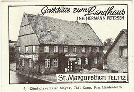 Zündholz-Schachtel Etikett - Werbung Gasthaus zum Landhaus in St. Margarethen in der Wilstermarsch