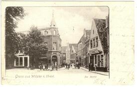 1899 südöstliche Ecke des Marktplatzes und Einmündung der Straße Kohlmarkt in der Stadt Wilster