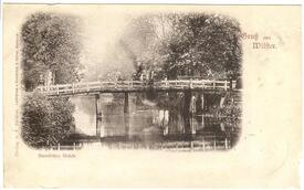 1898 Ansichtskarte - Brücke über die Wilsterau in Rumfleth - Fischen mit einem Senknetz