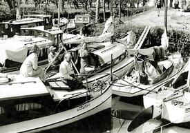 1956 Boote der Seglervereinigung Wilster bei einer gemeinsamen Unternehmung