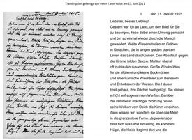 Brief vom 11. Januar 1915 - Teil 1 - Wilstermarsch und Wilster