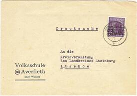1948 Brief der Volksschule Averfleth in der Gemeinde Neuendorf bei Wilster