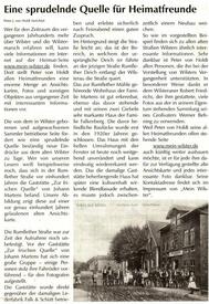 09.04.2010 Artikel im Dat Keesblatt ut Wilster: Eine sprudelnde Quelle für Heimatfreunde