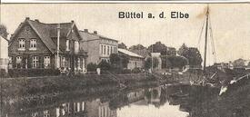  1915 Büttel (Elbe) - Blick von der Deichschleuse auf den Kanal