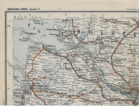 1906 Eisenbahn-Atlaskarte - 
Marschbahn Linienführung Altona - Wilster - Nordfriesland