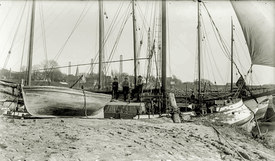 1914 Kuff-Tjalk im Hafen St. Margarethen an der Elbe