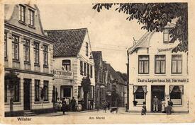 1915 Zingelstraße (damalige Schulstraße), nordwestliche Ecke des Marktes in der Stadt Wilster