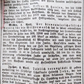 1923 Dithmarscher Landeszeitung Artikel
66 Imker in der Wilstermarsch