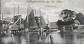 1915 Heiligenstedten - hölzerne Klappbrücke über die Stör