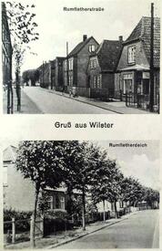 1965 Straßen Rumflether Straße und Rumflether Deich in der Stadt Wilster