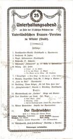 1924 Programm Unterhaltungsabend zum Stiftungsfest Vaterländischer Frauenverein Wilster