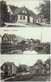 1913 Büttel - Gasthof Buhmann, Bütteler Kanal, Lastkahn