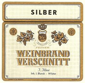 Ettikett "feiner Weinbrand Verschnitt" J.Jllies - Inh. I. Blunck, Wilster