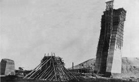1914 - 1920 Eisenbahnhochbrücke Hochdonn - Herstellung der Widerlager und Stützfundamente